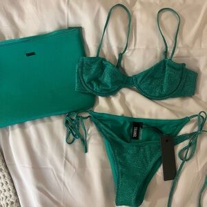 Mala Jaded Sparkle Triangl bikini NWT BOTTOMS ONLY